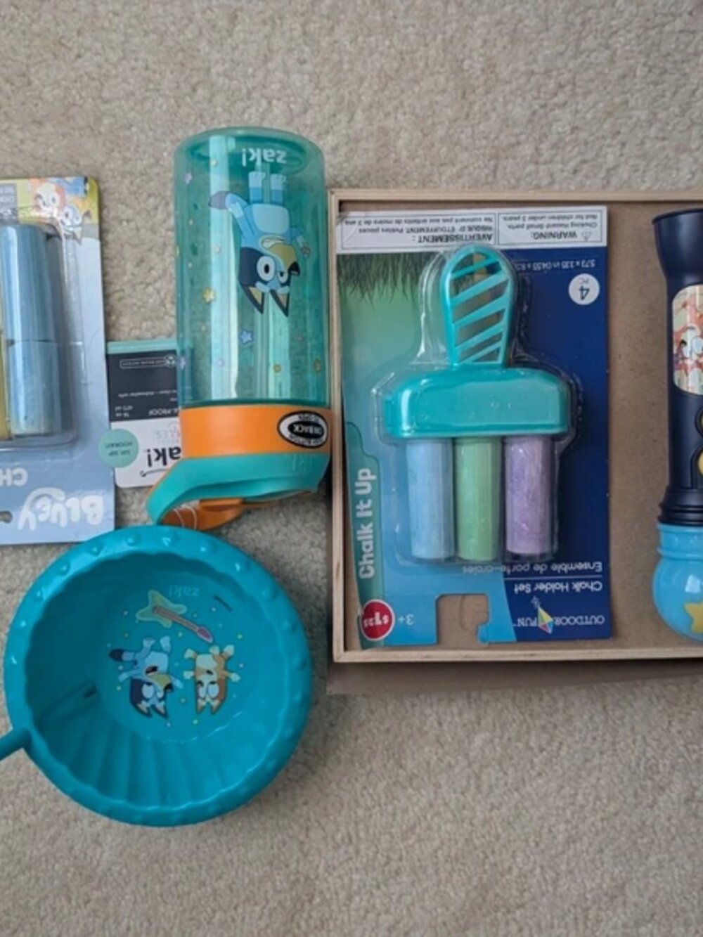 Kids bluey gift set puzzle microphone zak sippy cup straw bowl chalk